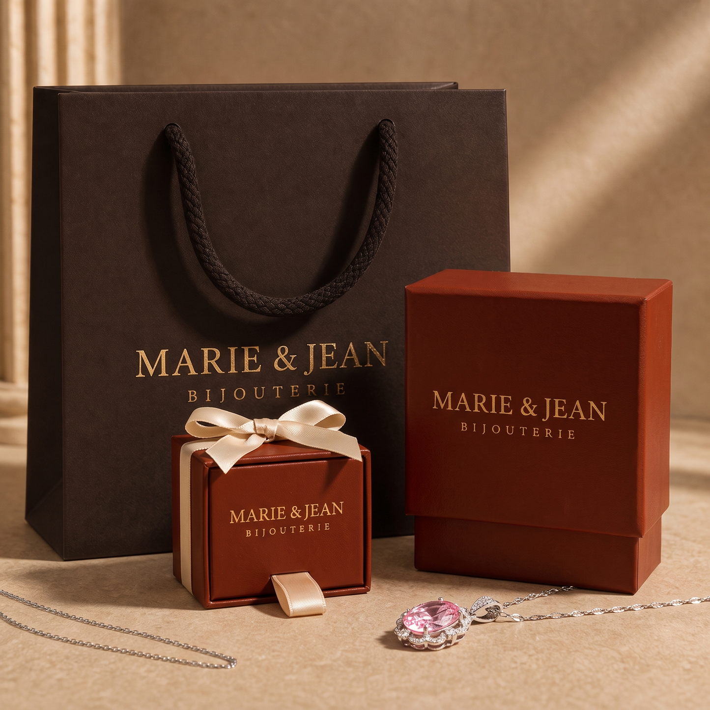Collier Halo Couronne Ovale Rose | Or Blanc