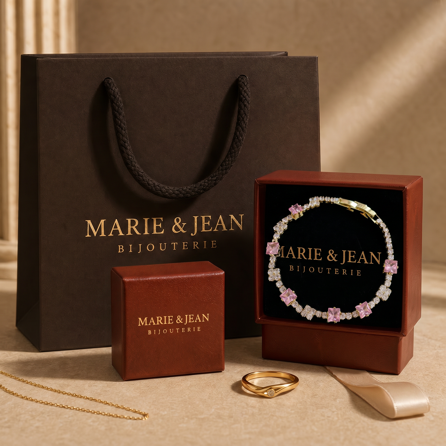 Bracelet Tennis Carrés Blush | Or