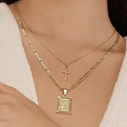 Parure Collier Croix Initiales | Or