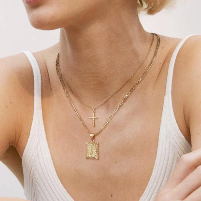 Parure Collier Croix Initiales | Or