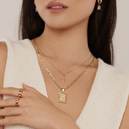 Parure Collier Croix Initiales | Or