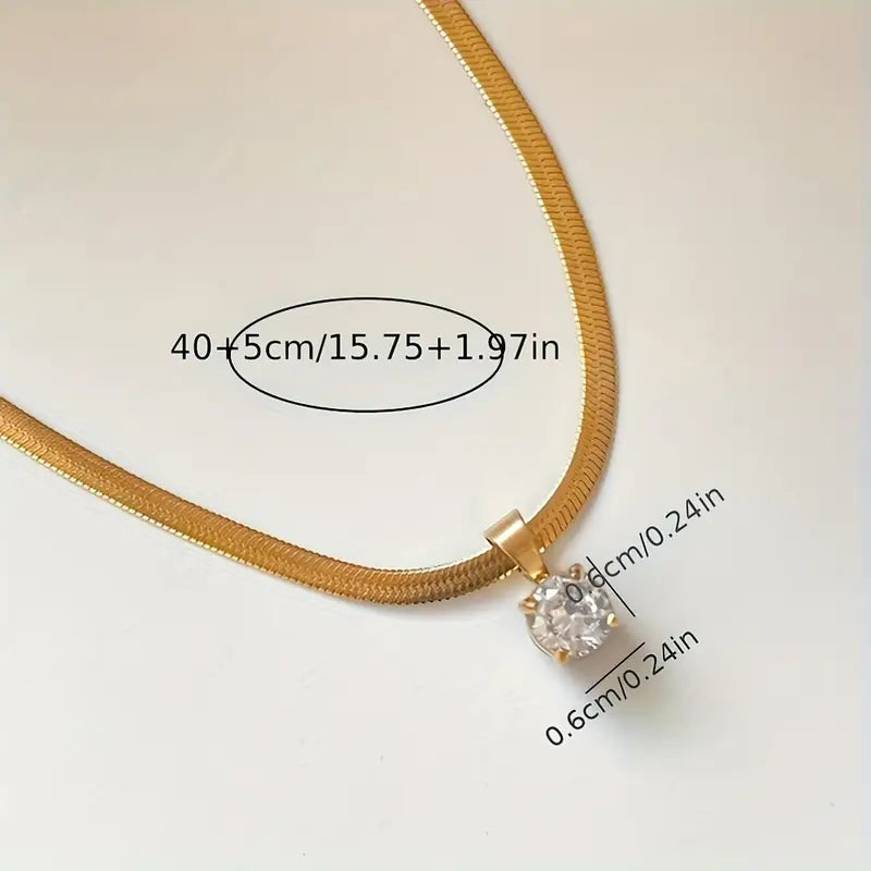 Collier Pendentif Strass Élégant | Or