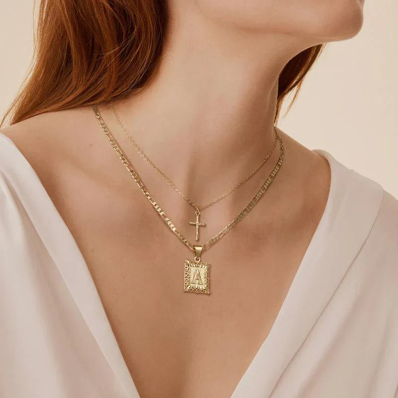 Parure Collier Croix Initiales | Or