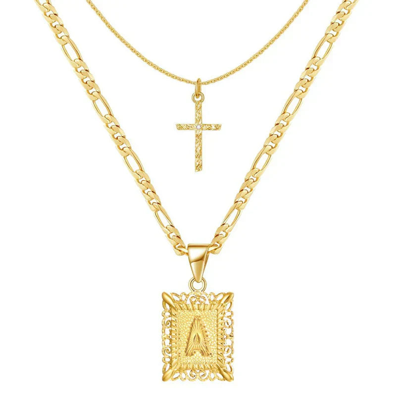 Parure Collier Croix Initiales | Or