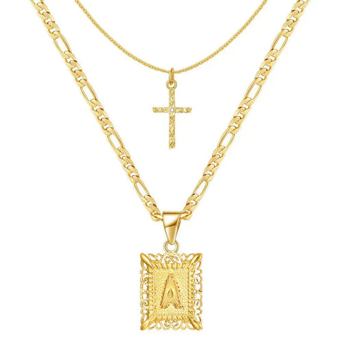 Parure Collier Croix Initiales | Or