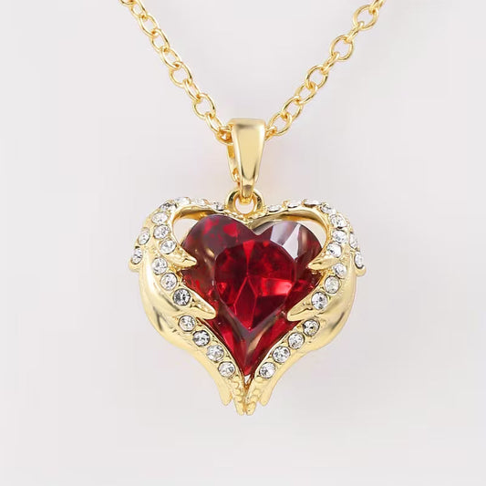 Collier Cœur Rubis Étreinte d'Ange | Or