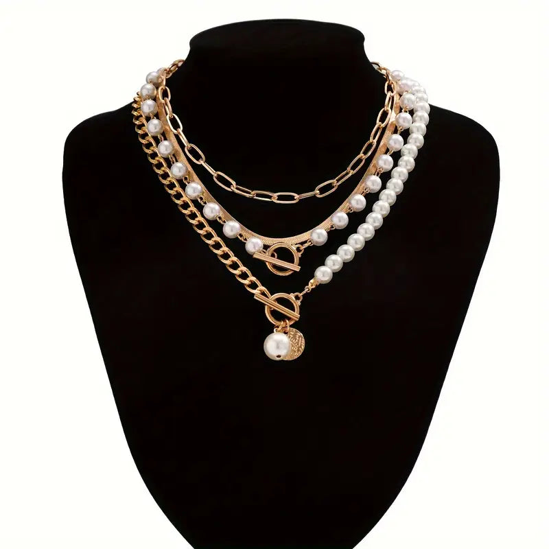Parure Collier Chaîne Serpent Vintage Perle et Or | Or