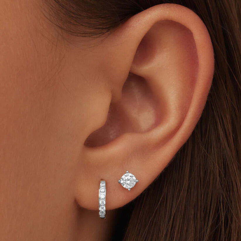 Parure Boucles d'Oreilles Pierre Dara Brillane | Or Blanc