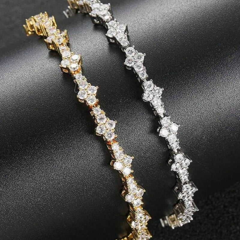Bracelet Tennis Classique Grappe | Or Blanc