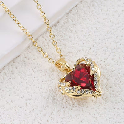 Collier Cœur Rubis Étreinte d'Ange | Or