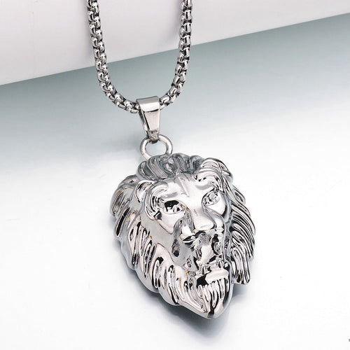 Collier Pendentif Lion Dominion | Or Blanc