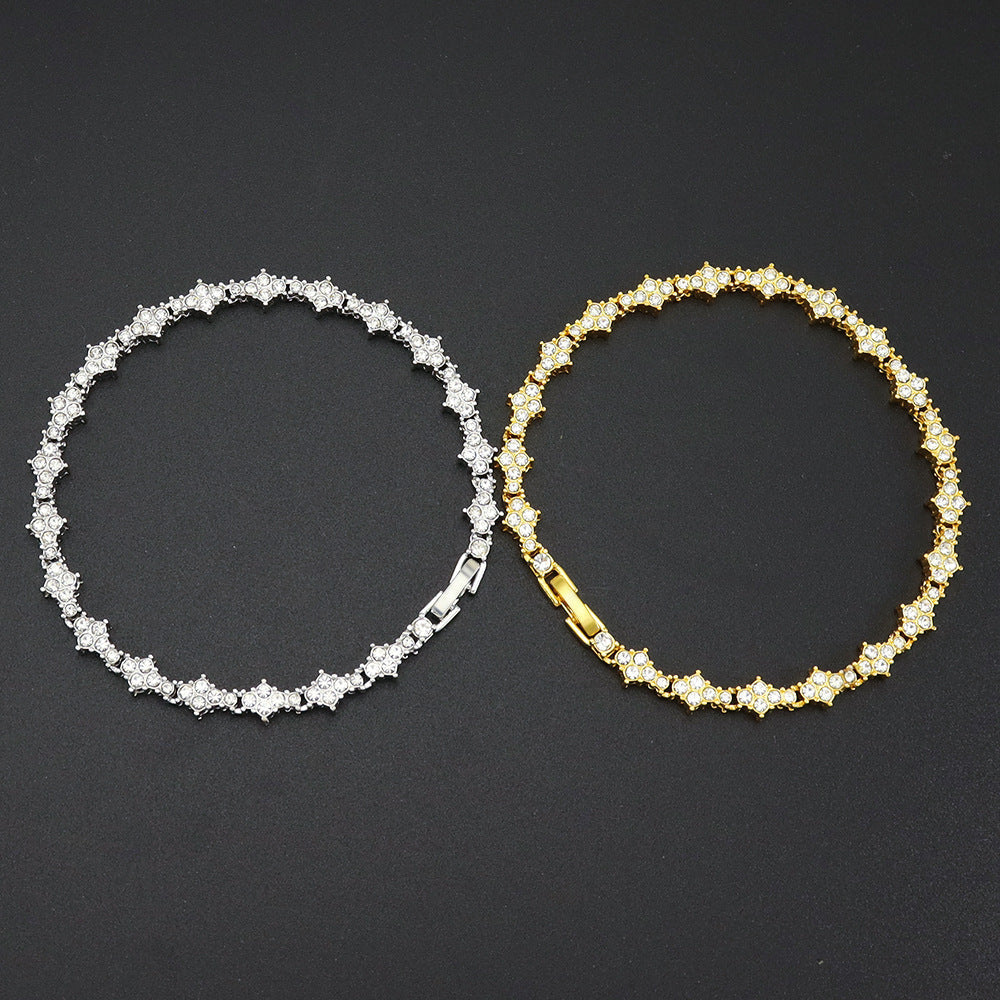 Bracelet Tennis Classique Grappe | Or Blanc