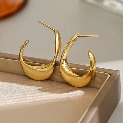 Boucles d'Oreilles Créoles Croissant Sculpté | Or