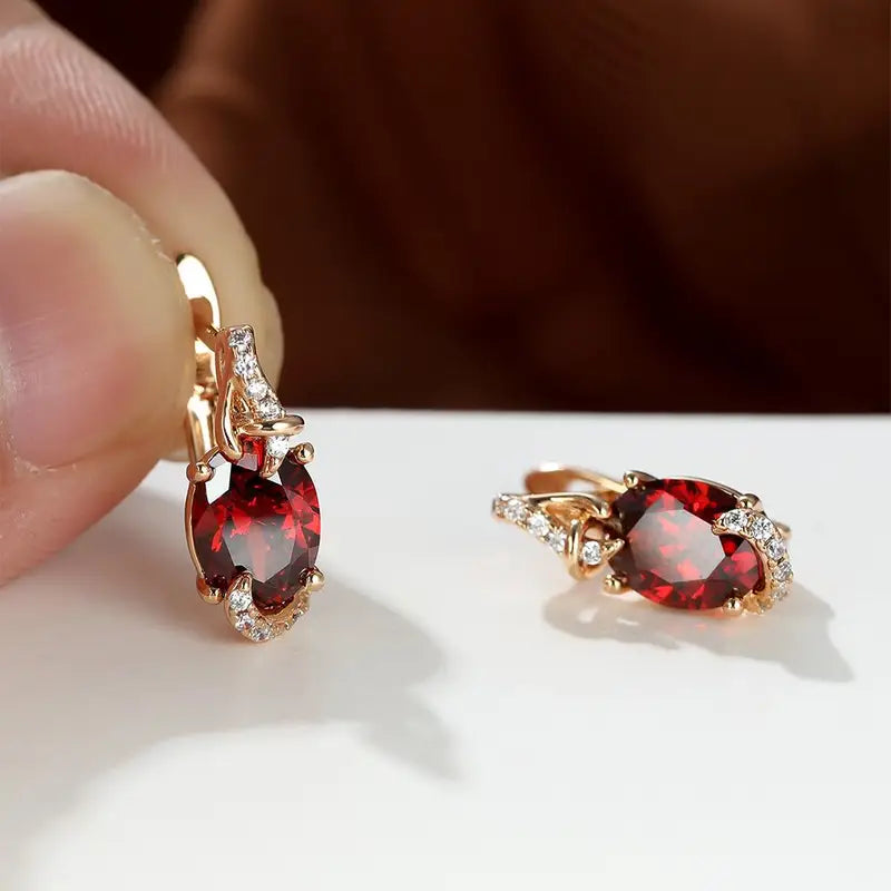 Boucles d'Oreilles Pendantes Crépuscule Cramoisi | Or