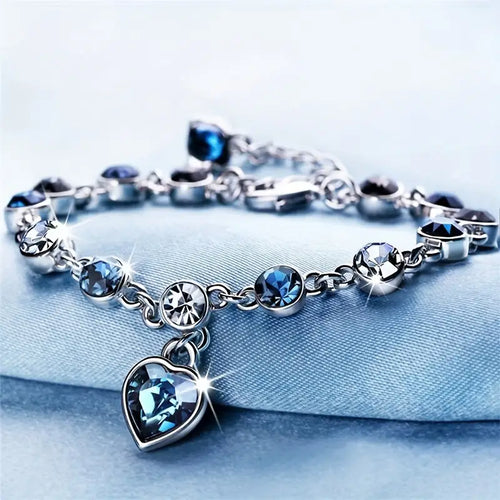 Bracelet Lueur Cœur Océan | Or Blanc