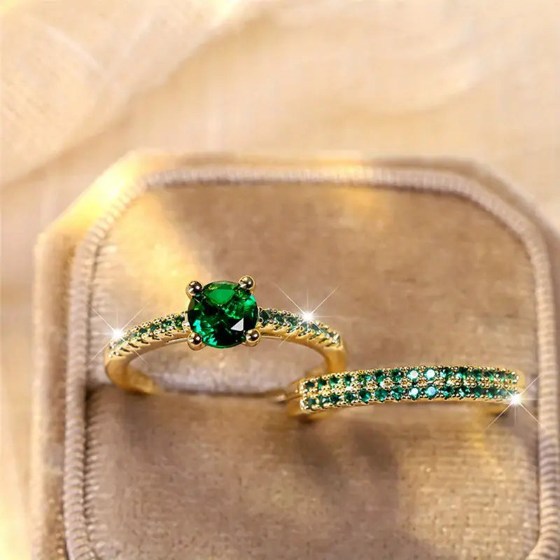 Parure de Bagues Duo Émeraude Serena | Or