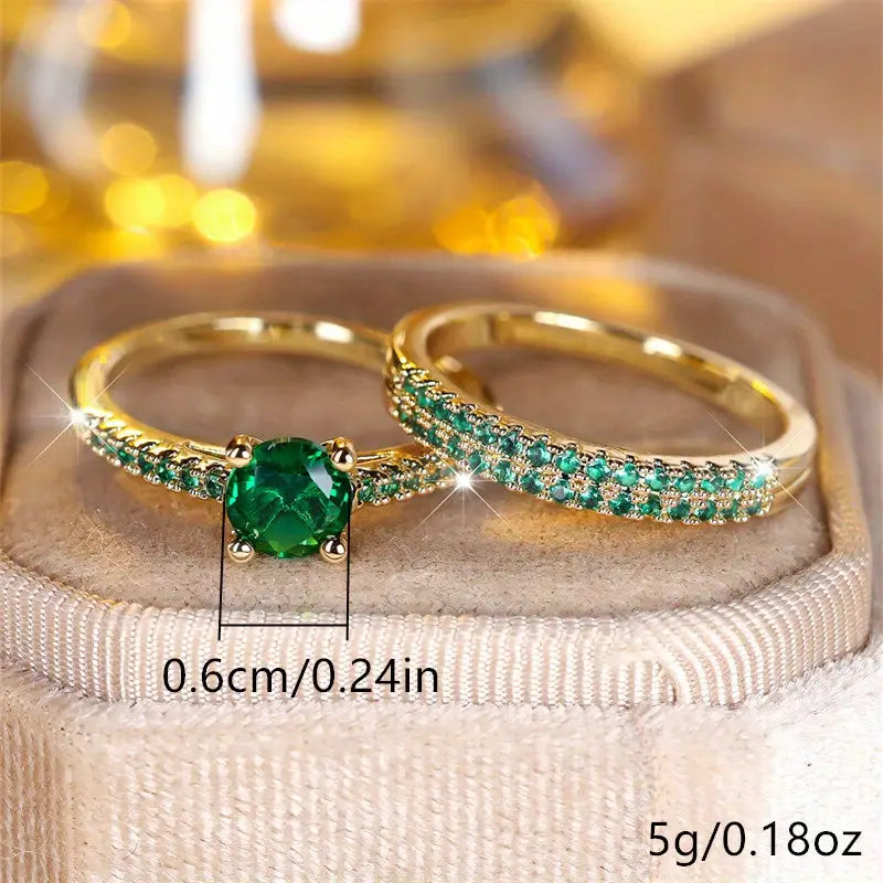 Parure de Bagues Duo Émeraude Serena | Or