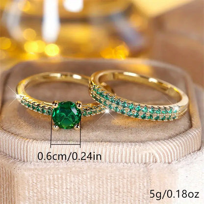 Parure de Bagues Duo Émeraude Serena | Or