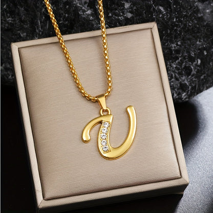 Collier Initiale Accent Cristal | Or