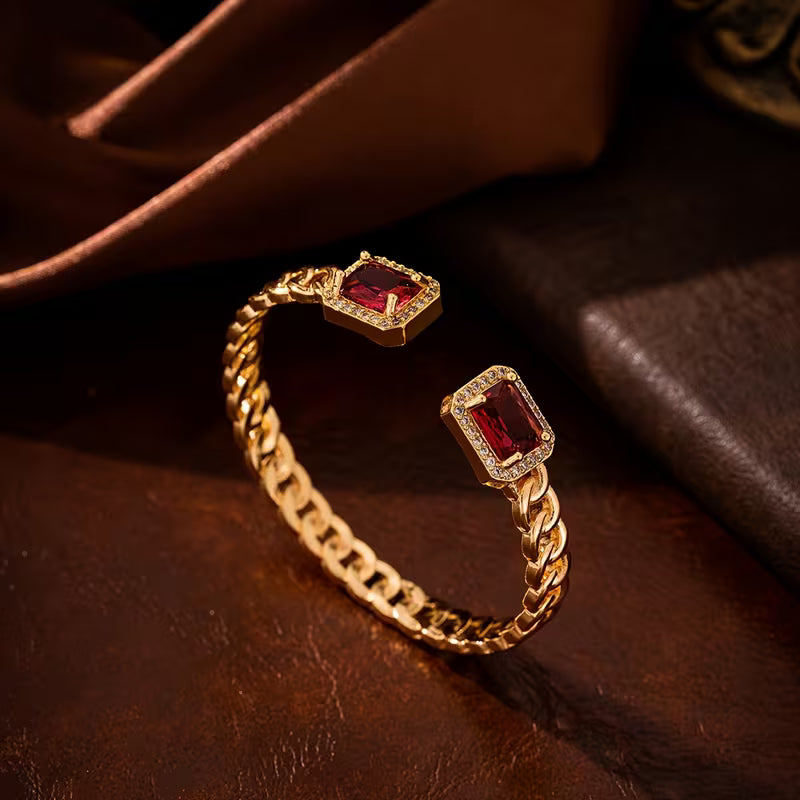 Bracelet Ouvert Rubis Veloria | Or