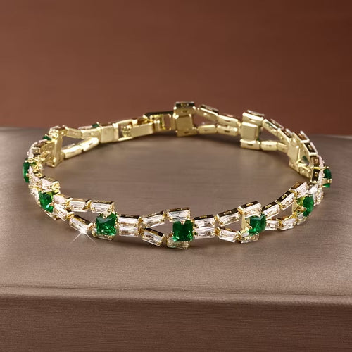 Bracelet Tennis Verde Link | Or