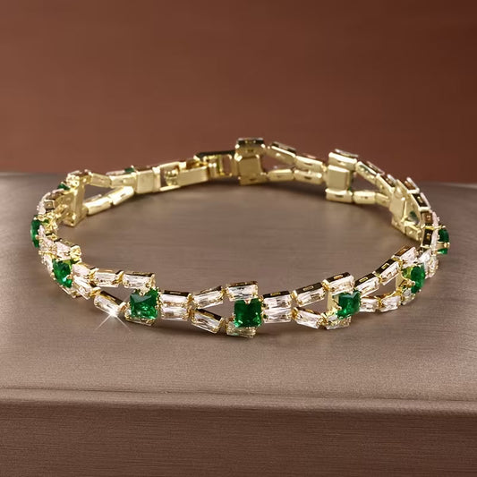 Bracelet Tennis Verde Link | Or