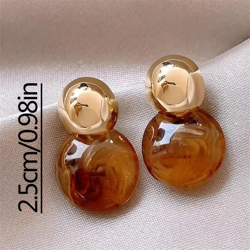 Boucles d'Oreilles Pendantes Ambre Aurélie | Or