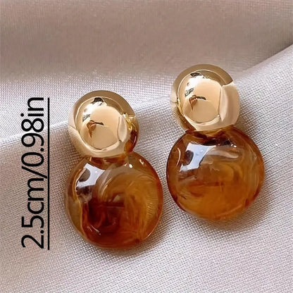 Boucles d'Oreilles Pendantes Ambre Aurélie | Or