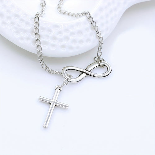 Collier Pendentif Croix Éternel | Or Blanc