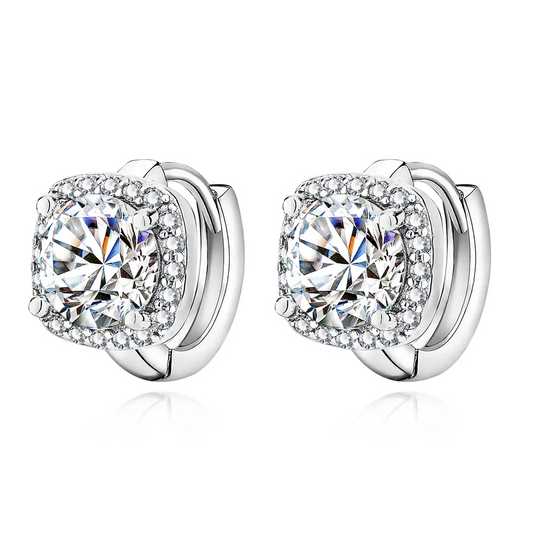 Boucles d'Oreilles Carrées Nadine | Or Blanc