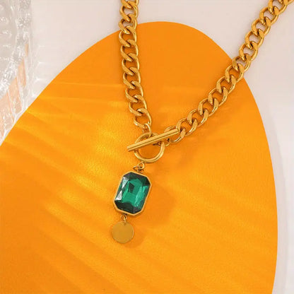 Collier Pendentif Émeraude à Grosse Chaîne | Or