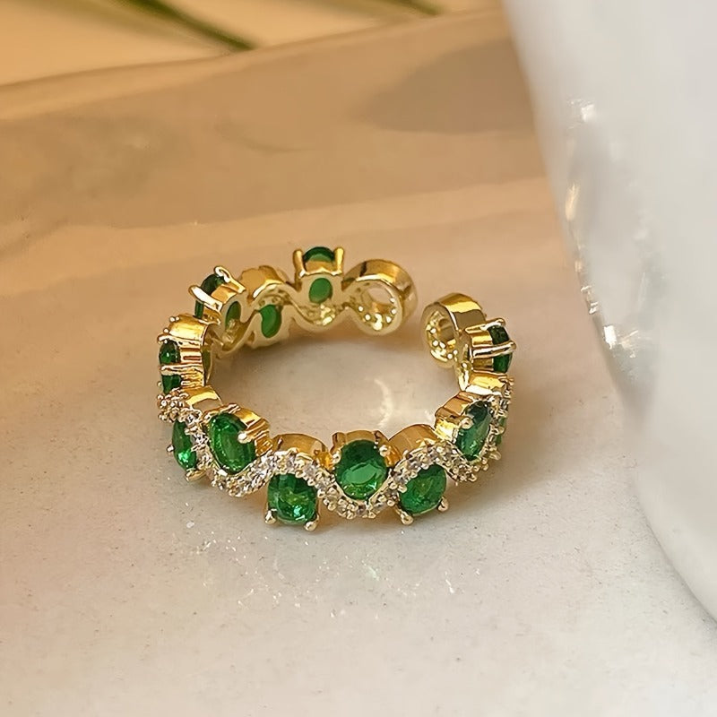 Bague Ouverte Étincelante Émeraude Calira | Or