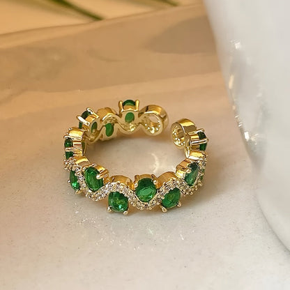 Bague Ouverte Étincelante Émeraude Calira | Or
