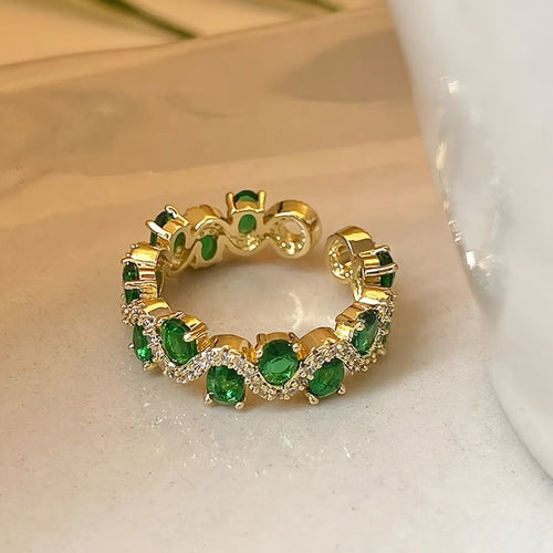 Bague Ouverte Étincelante Émeraude Calira | Or