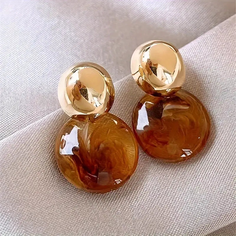 Boucles d'Oreilles Pendantes Ambre Aurélie | Or