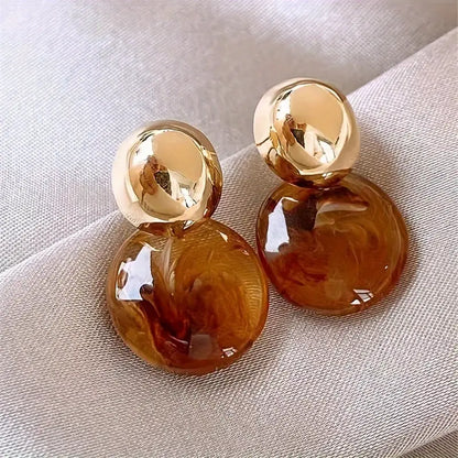 Boucles d'Oreilles Pendantes Ambre Aurélie | Or