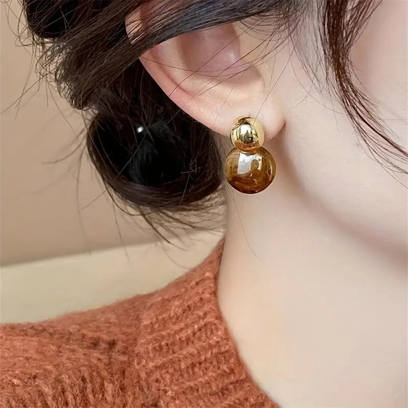 Boucles d'Oreilles Pendantes Ambre Aurélie | Or