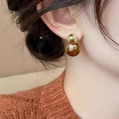 Boucles d'Oreilles Pendantes Ambre Aurélie | Or