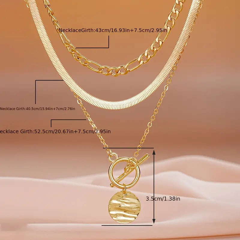 Collier Multicouches Pièce Texturée Savira | Or