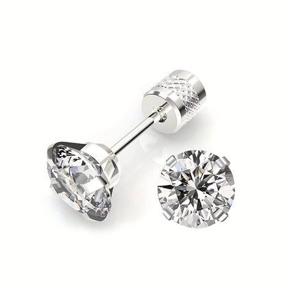 Boucles d'Oreilles Solitaire Classique | Or Blanc
