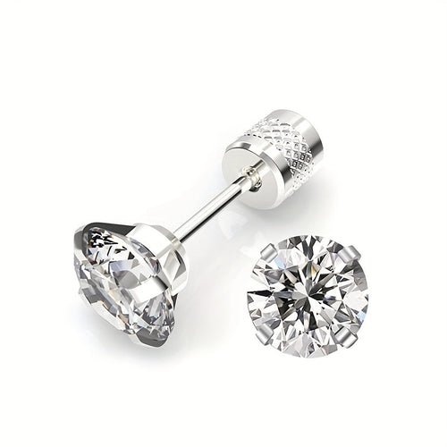 Boucles d'Oreilles Solitaire Classique | Or Blanc
