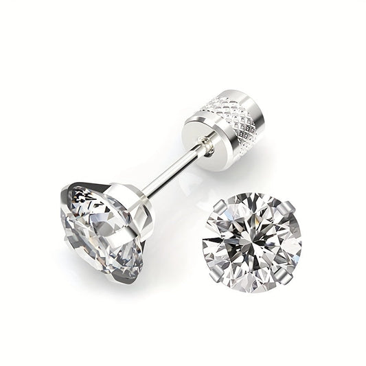 Boucles d'Oreilles Solitaire Classique | Or Blanc