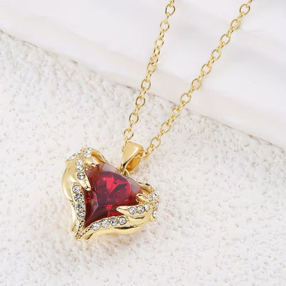 Collier Cœur Rubis Étreinte d'Ange | Or