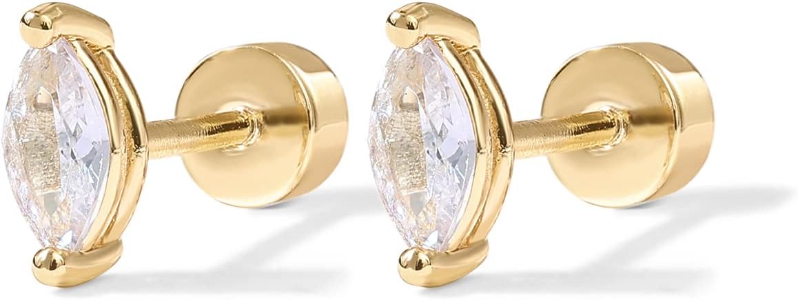 Boucles d'Oreilles Clou Taille Poire | Or