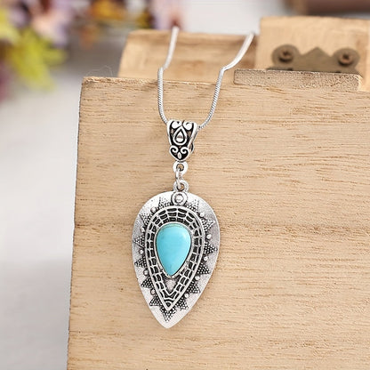 Collier Larme Turquoise Arlisse | Or Blanc