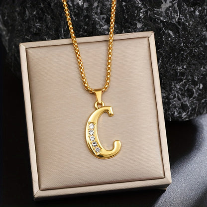 Collier Initiale Accent Cristal | Or