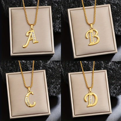 Collier Initiale Accent Cristal | Or