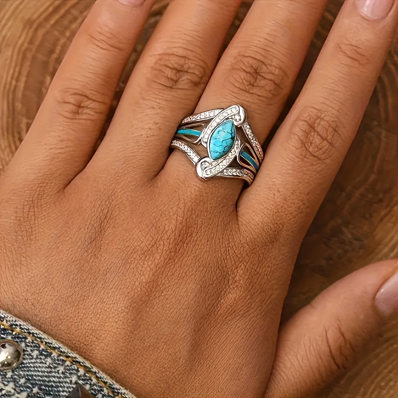 Bague Marquise Turquoise Élégante | Or Blanc