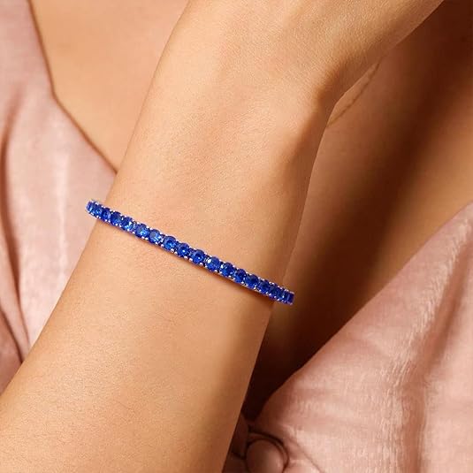 Bracelet Tennis Saphir | Or Blanc