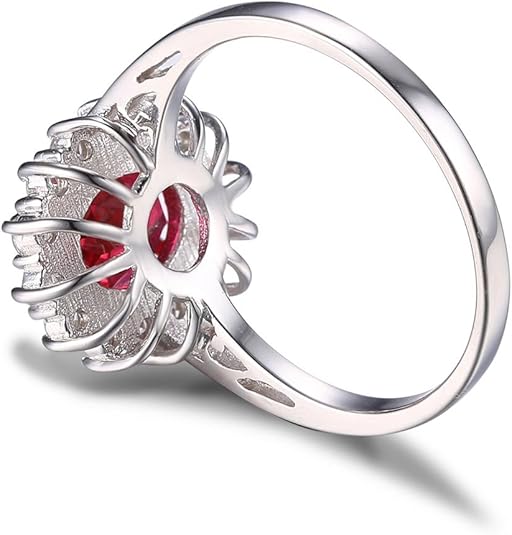 Bague Halo Rubis Classique | Or Blanc